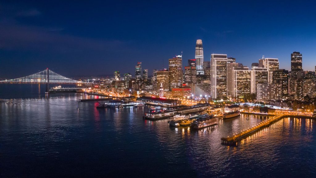 San Francisco skyline at sunset representing 50 years of Bay Area real estate growth.