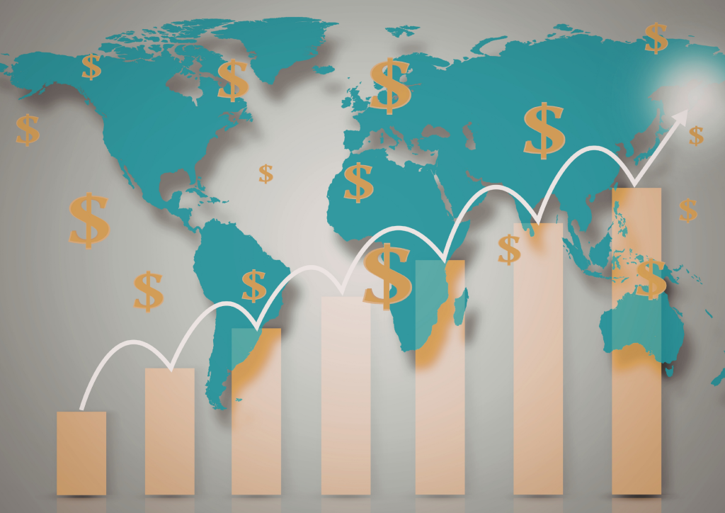 A sophisticated digital display showing global financial connectivity and fluctuating data lines, representing the impact of geopolitics on mortgage rates.
